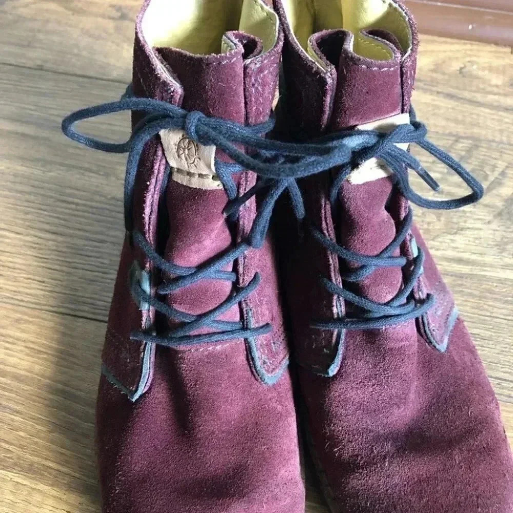 Bussola Kalahari Lady Keely Wine Ankle Lace Up Chukka Suede Red Boots: EU 38 - Picture 5 of 14